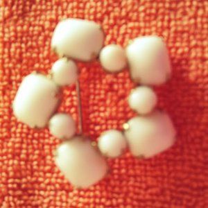 Vintage White star pin brooch